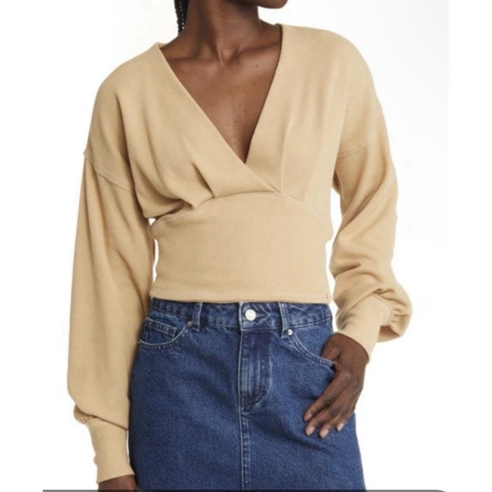 Free People ALL NIGHTER Surplice Crop Top Size Small We The Free